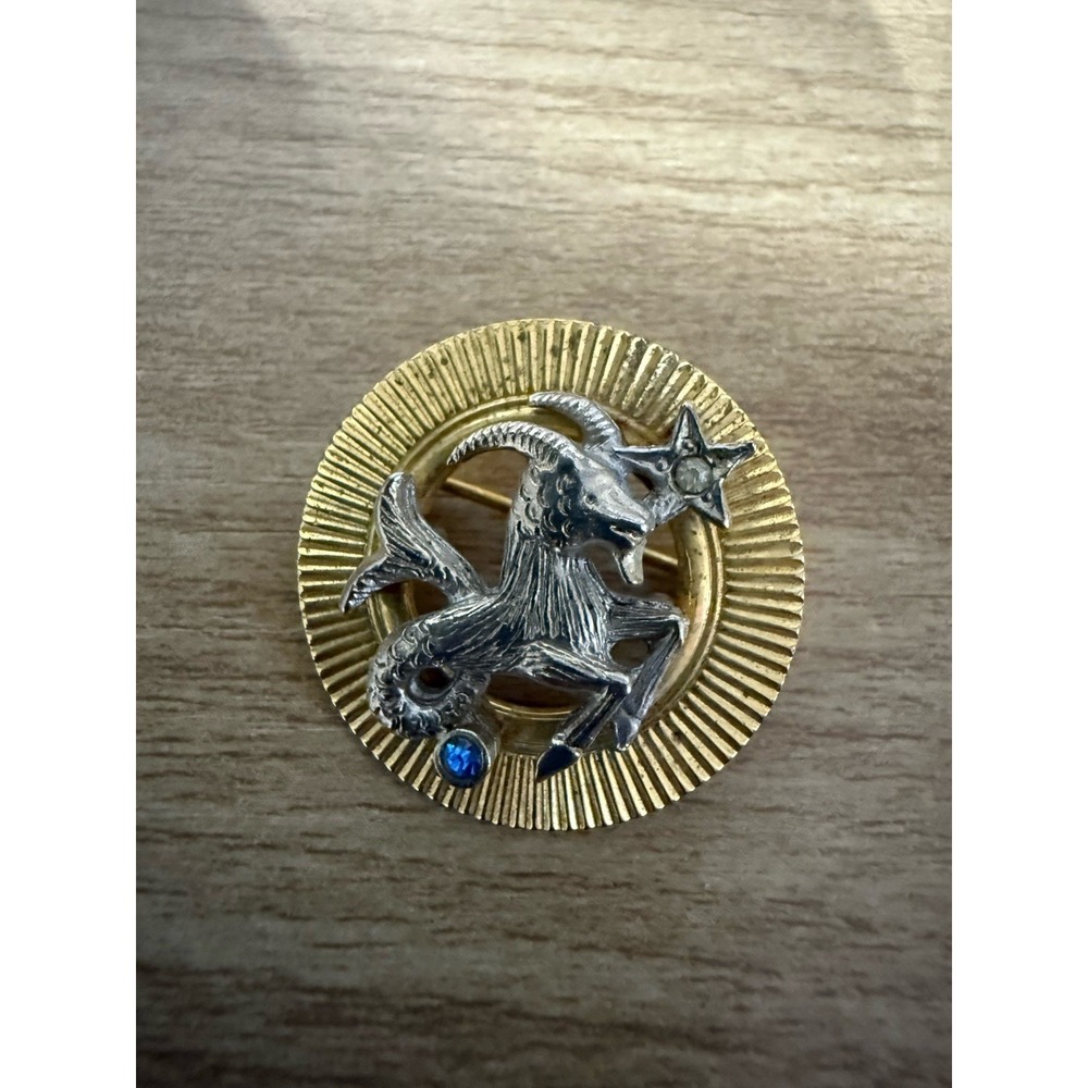 Vintage Signed SAO‎ Avon Zodiac Capricorn Gold Tone Collectible Brooch